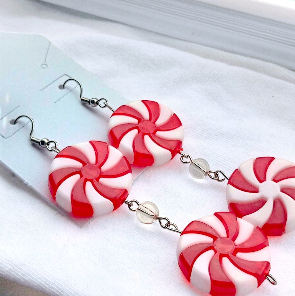 Double Dangle Peppermint Drop Earrings